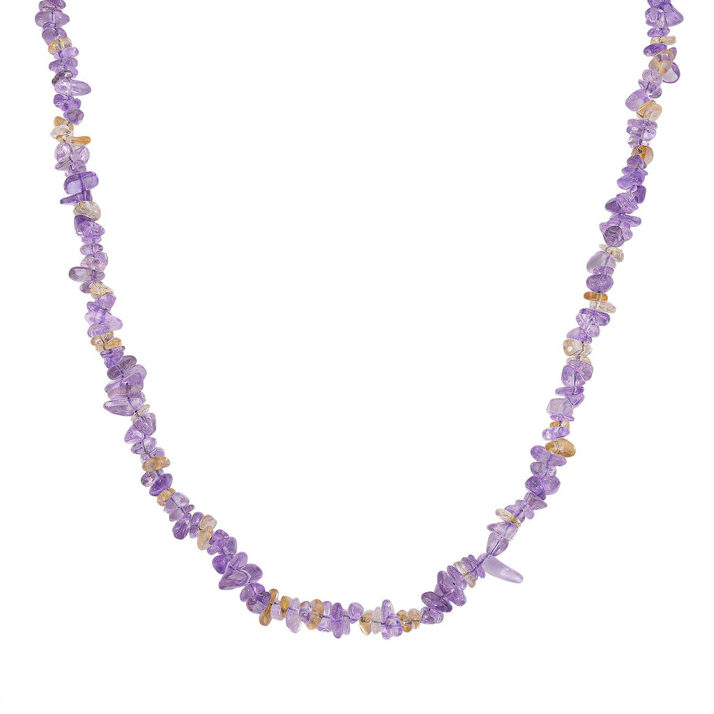 Afrikanischer Amethyst, Citrin Halskette, flexibel, Reiner Edelstahl ca. 160.00 ct