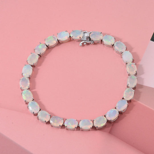 AA Natürlicher, äthiopischer Welo Opal Armband ca. 19 cm 925 Silber rhodiniert ca. 16.25 ct
