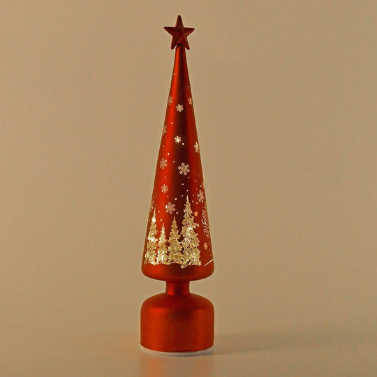 LED-Deko-Tannenbaum mit drehendem Licht, Glas, 9x41 cm, Gold