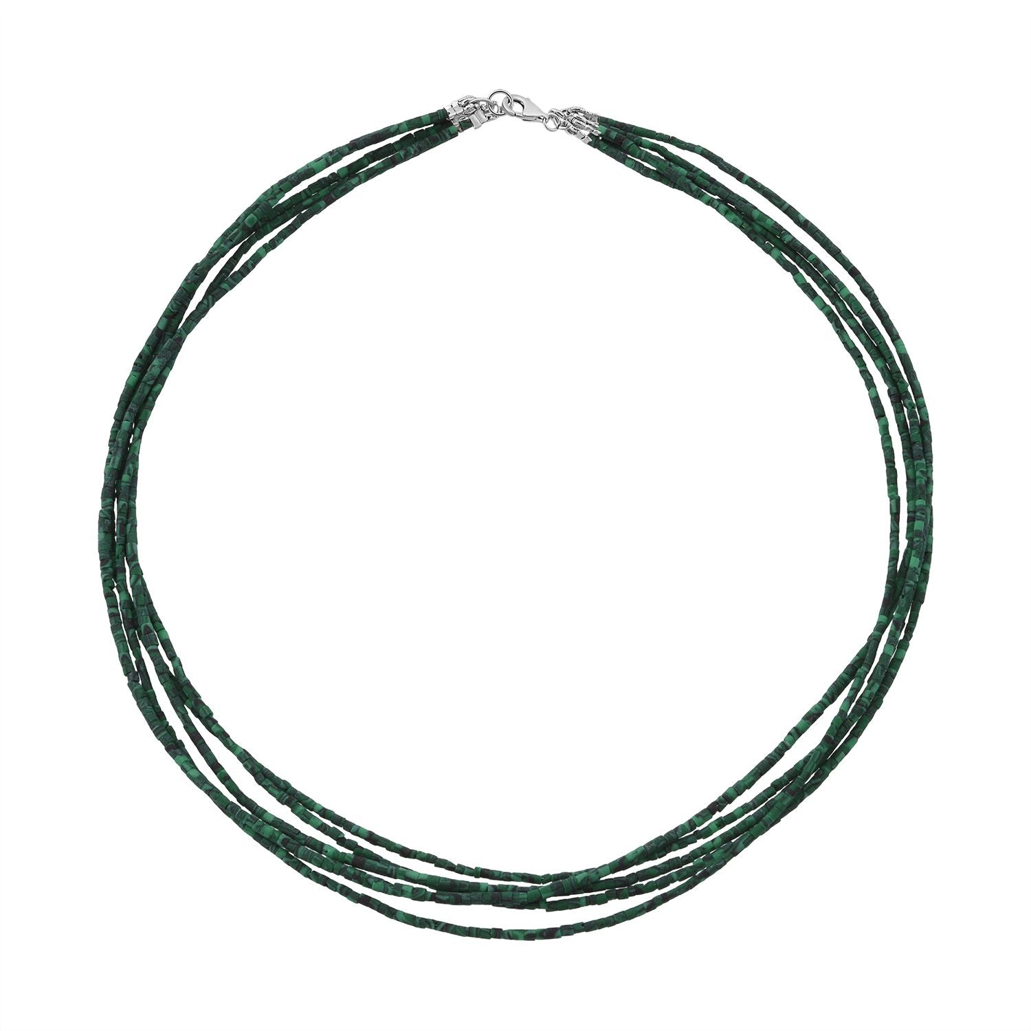 Synthetischer Malachit Halskette ca. 45 cm 925 Silber ca. 77.50 ct