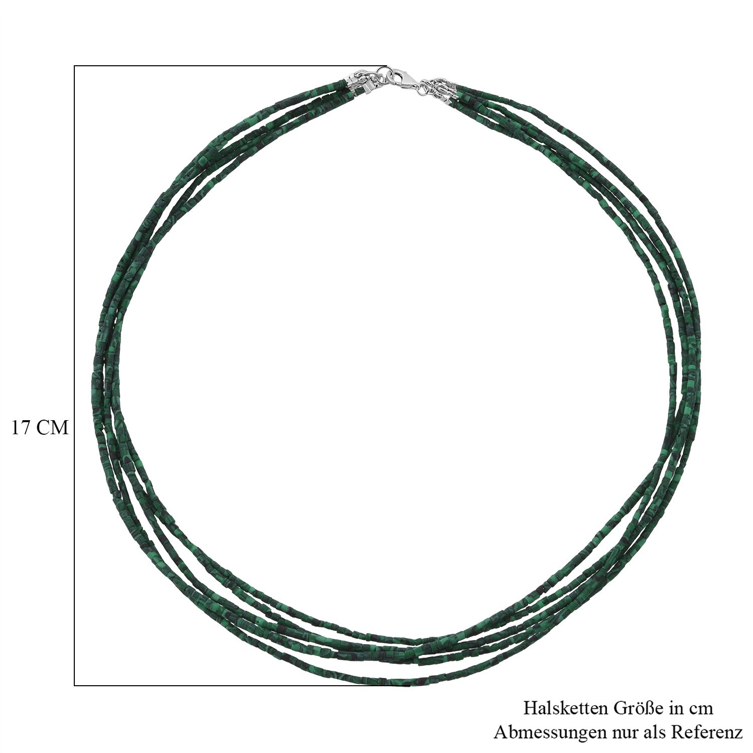 Synthetischer Malachit Halskette ca. 45 cm 925 Silber ca. 77.50 ct