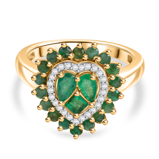 D joy Socoto Smaragd Ring 925 Silber 750 Gelbgold Vermeil (Größe 18.00) ca. 1.46 ct