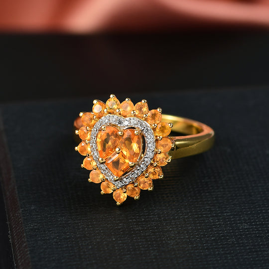 D joy Blaze Feueropal Ring 925 Silber 750 Gelbgold Vermeil (Größe 17.00) ca. 1,10 ct