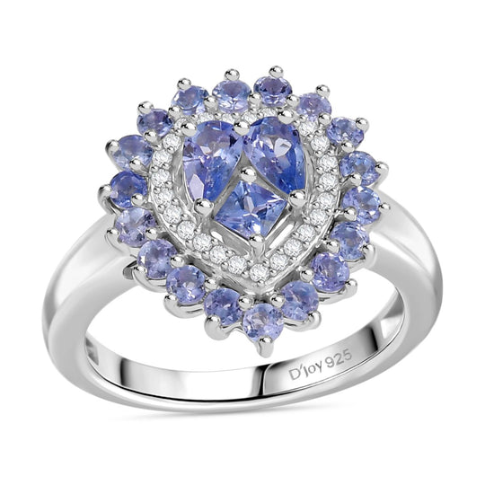 D joy Tansanit Ring 925 Silber rhodiniert (Größe 19.00) ca. 1.52 ct