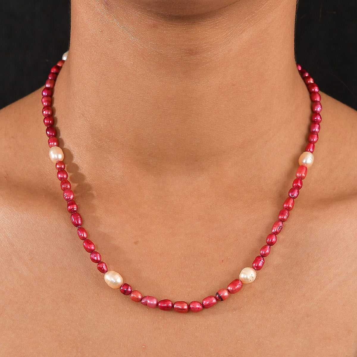 Rosa Süßwasser Perle, Süßwasser Perle Halskette ca. 45 cm 316L Edelstahl