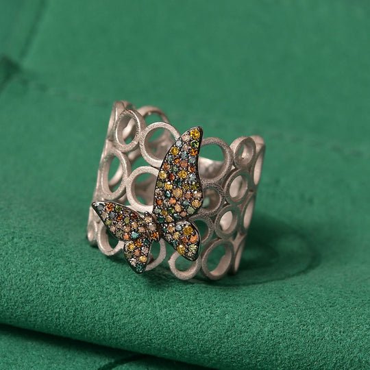 GP Trionfo Kolleketion- Kanchanaburi Blauer Saphir, Blauer Diamant Ring 925 Silber rhodiniert (Größe 17.00) ca. 0.54 ct