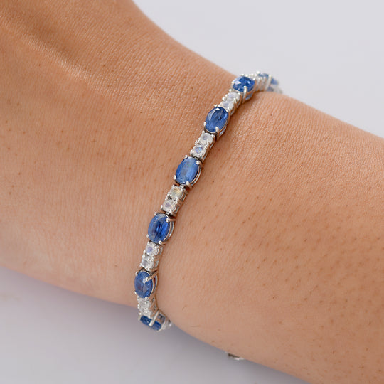 D joy Kyanit, Premium Regenbogen Mondstein Armband ca. 19 cm 925 Silber rhodiniert ca. 10,86 ct.