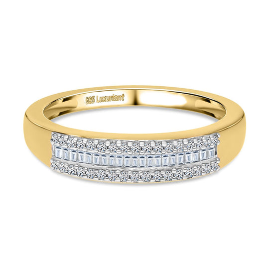 LUXURIANT DIAMOND - Lab Grown Diamant SI-GH Ring 925 Silber 750 Gelbgold Vermeil (Größe 21.00) ca. 0.22 ct