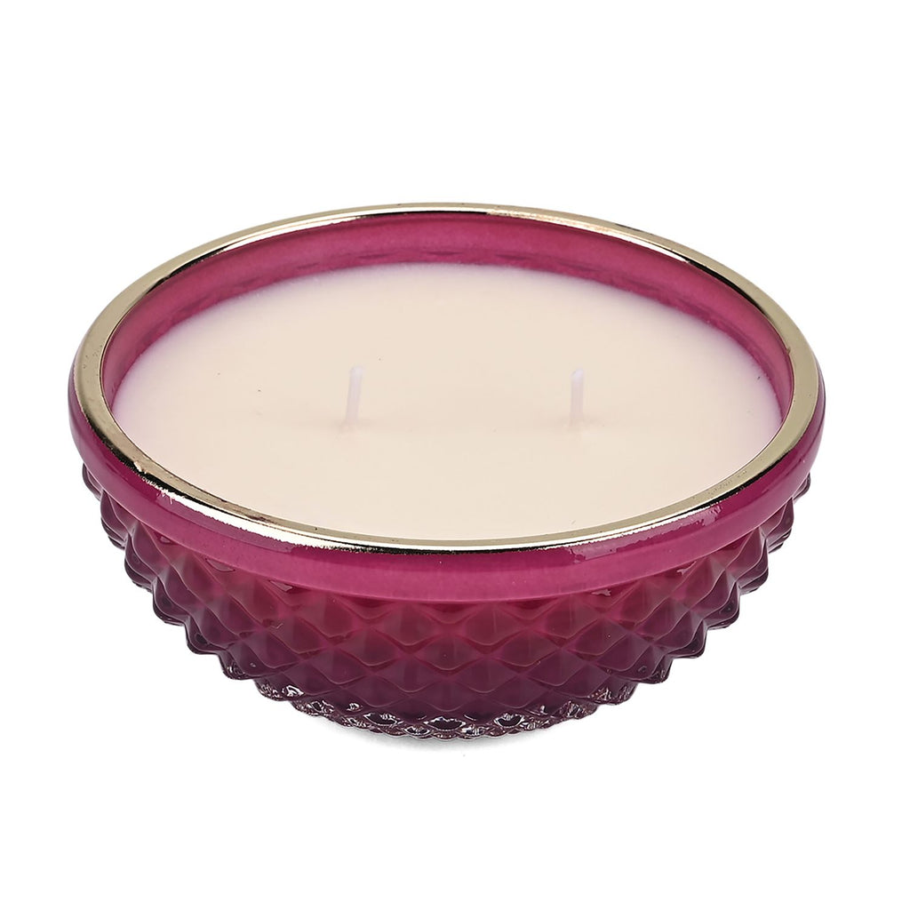 LIVMORE - Duftkerze im dekorativen Glas, Tabak und Oudh, 36 Std. Brenndauer, Purpurrot