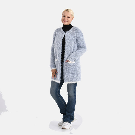 Kuschelweicher, langer Übergangs-Cardigan mit 2 Taschen, gestrickt, Rot