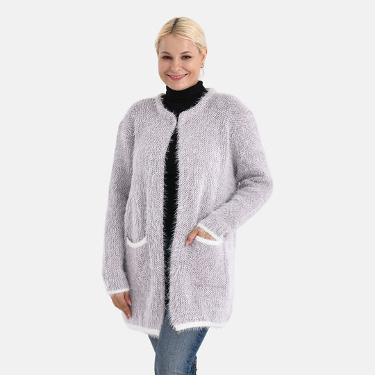 Kuschelweicher, langer Übergangs-Cardigan mit 2 Taschen, gestrickt, Rot