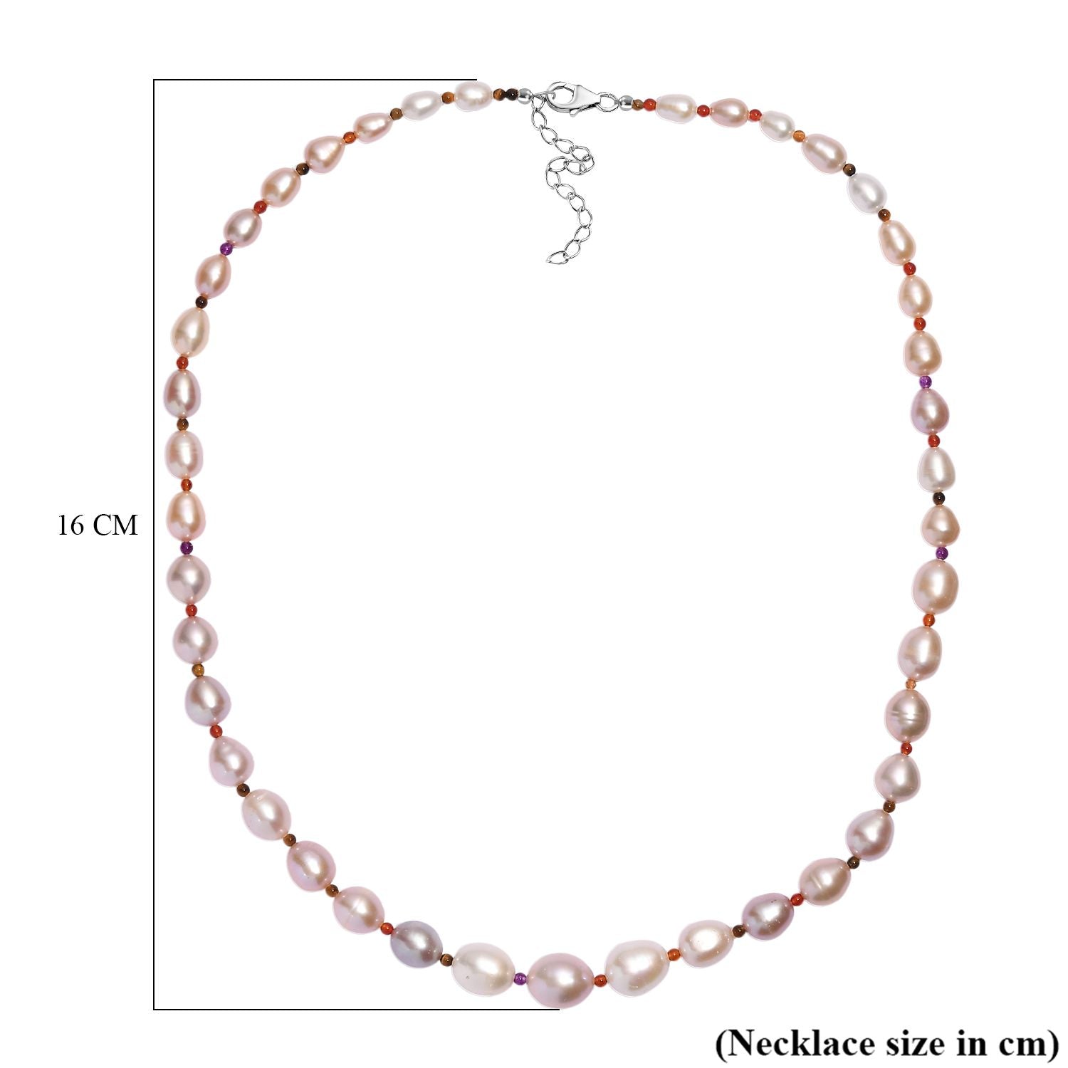 Mehrfarbige Süßwasser Perle, Roter Granat Halskette ca. 45 cm 925 Silber rhodiniert