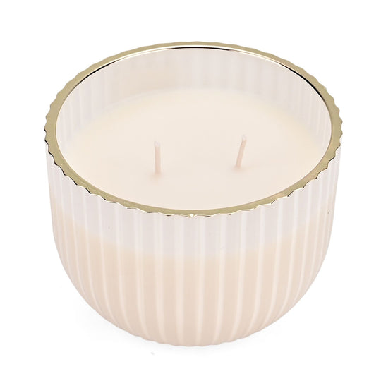 Duftkerze im Glas mit Deckel, Luxusglas-Design, Tabak und Oud, Weiß
