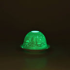 LED-Porzellan-Teelichthalter - Motiv Winterkapelle, 13-Farben-LED mit Fernbedienung, Durchmesser 10,5 cm, Höhe 7,5 cm