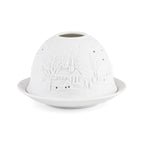 LED-Porzellan-Teelichthalter - Motiv Winterkapelle, 13-Farben-LED mit Fernbedienung, Durchmesser 10,5 cm, Höhe 7,5 cm