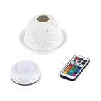 LED-Porzellan-Teelichthalter - Motiv Winterkapelle, 13-Farben-LED mit Fernbedienung, Durchmesser 10,5 cm, Höhe 7,5 cm