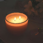 Duftkerze im Glas mit Deckel, Luxusglas-Design, Amber und Pfingstrose, Rosa