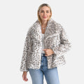 LA MAREY Signature Kurzjacke aus Webpelz mit Leopardenmuster, Einheitsgröße, Beige