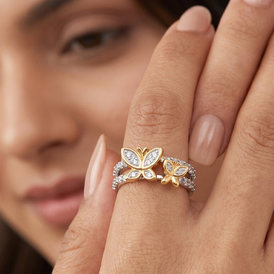 LUXURIANT DIAMOND -Lab Grown Diamant SI-GH Ring 925 Silber Rhodiniert und 750 Gelbgold Vermeil (Größe 21.00) ca. 0.50 ct
