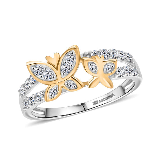 LUXURIANT DIAMOND -Lab Grown Diamant SI-GH Ring 925 Silber Rhodiniert und 750 Gelbgold Vermeil (Größe 21.00) ca. 0.50 ct