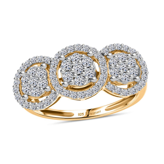 LUXURIANT DIAMOND -Lab Grown Diamant SI-GH Ring, 925 Silber 750 Gelbgold Vermeil (Größe 20.00) ca. 1.01 ct