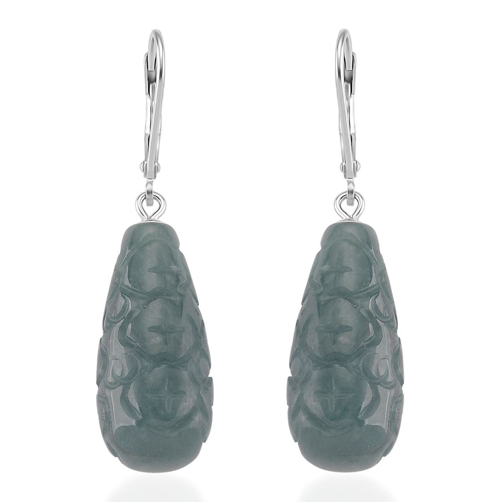 EXTREM SELTEN - Natürlicher Olmek Jadeit Ohrringe 925 Silber rhodiniert ca. 55.00 ct