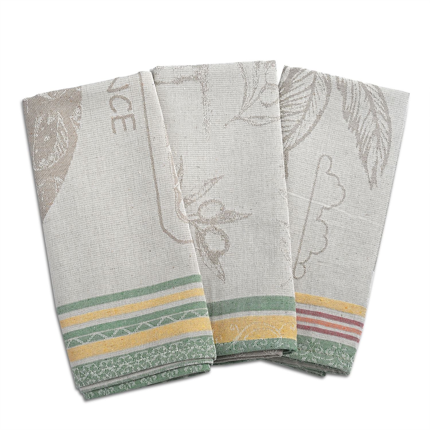 LIVMORE Set aus 3 Jacquard Küchenhandtüchern, 50 x 70 cm, Schwarz