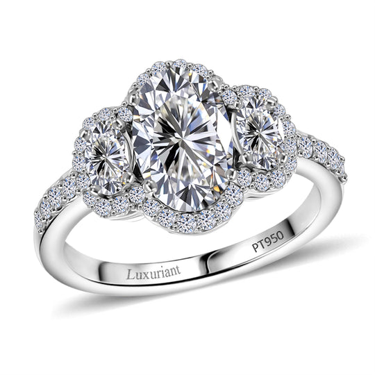 LUXURIANT DIAMOND - Lab Grown Diamant VS-EF IGI zertifiziert Ring, 950 Platin (Größe 18.00) ca. 2.50 ct