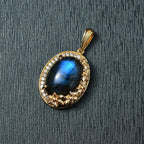 AAA Labradorit, Weißer Zirkon Anhänger Messing ca. 7.32 ct