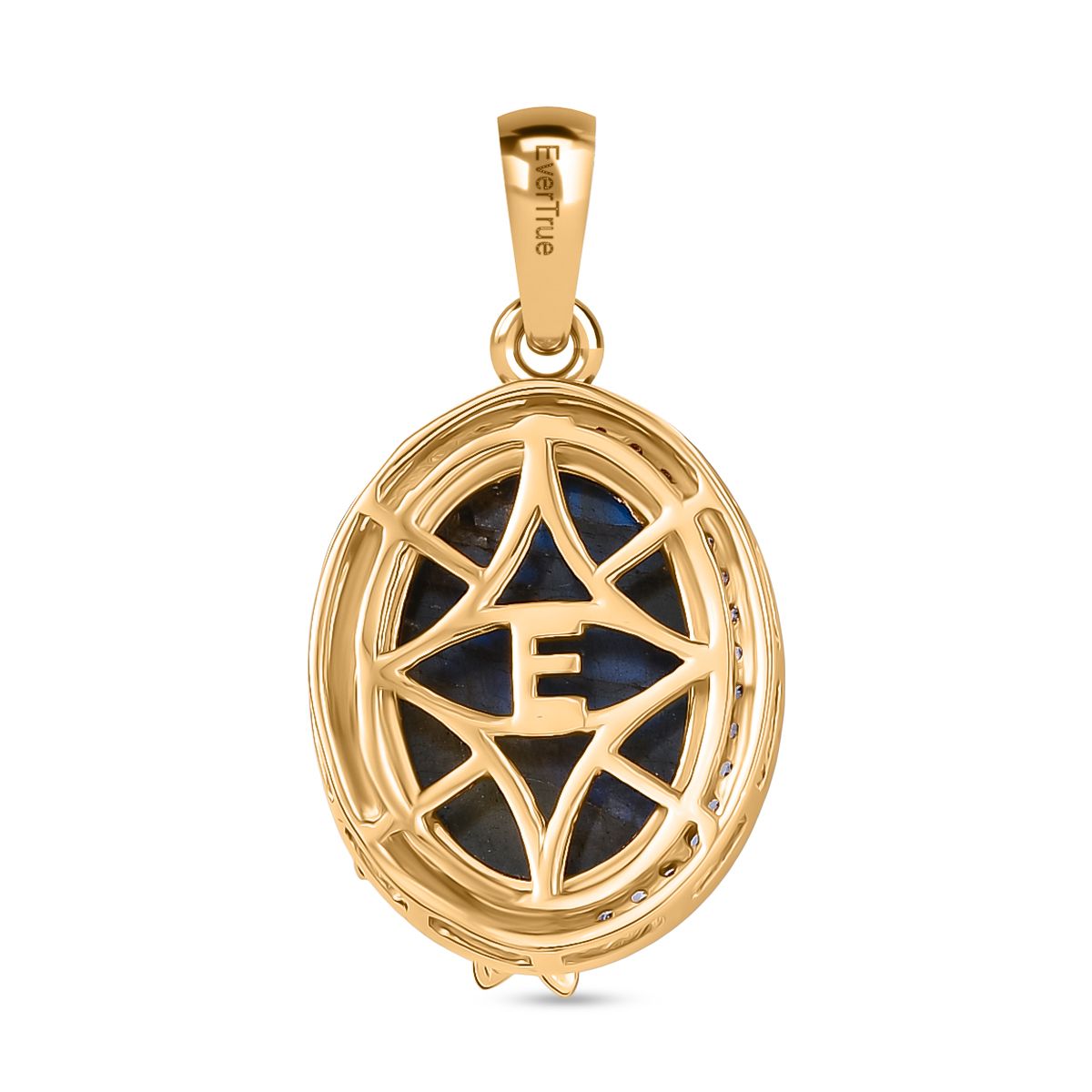AAA Labradorit, Weißer Zirkon Anhänger Messing ca. 7.32 ct