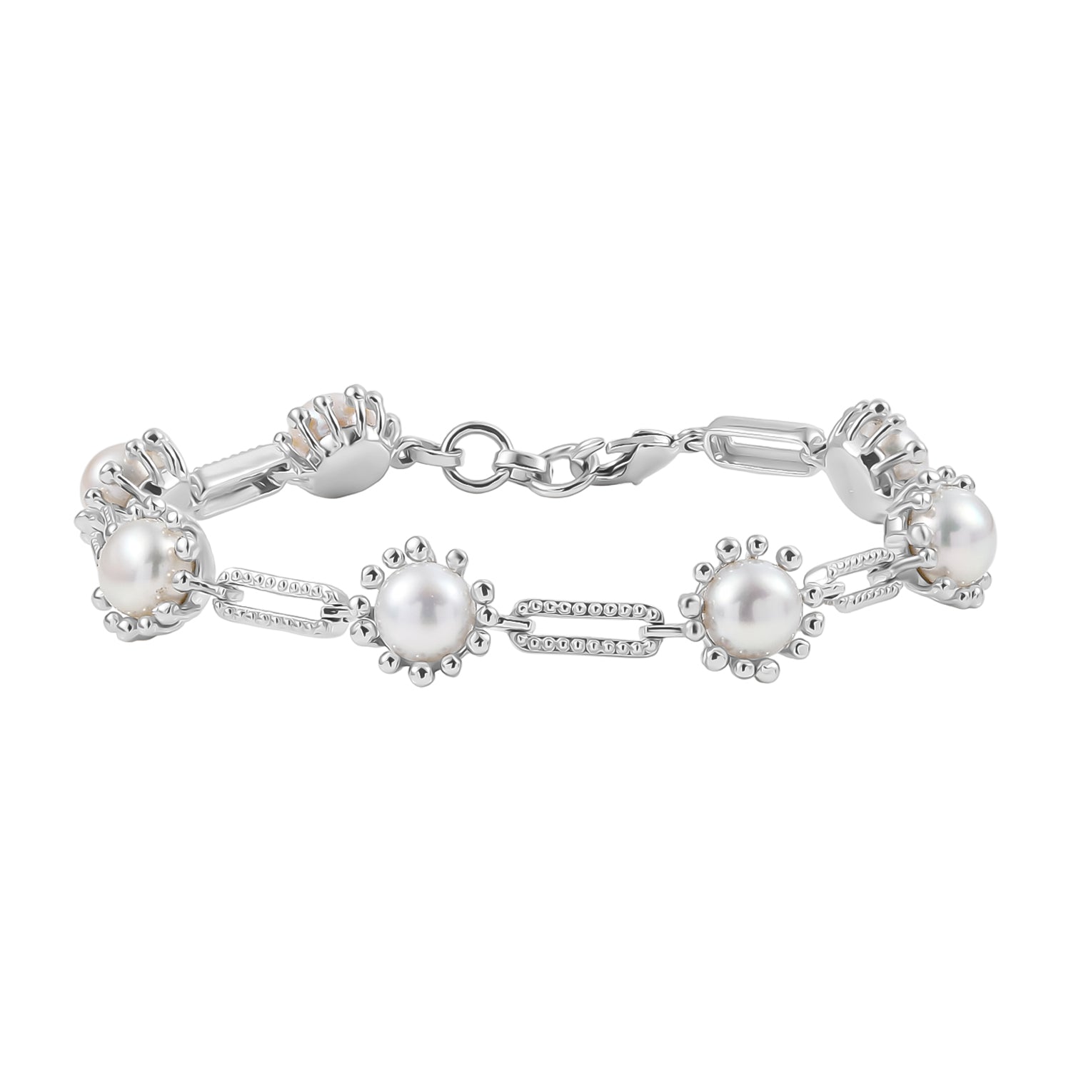 Süßwasser Perle (7.5-8 mm)Armband ca. 19 cm, nickelfreies Messing