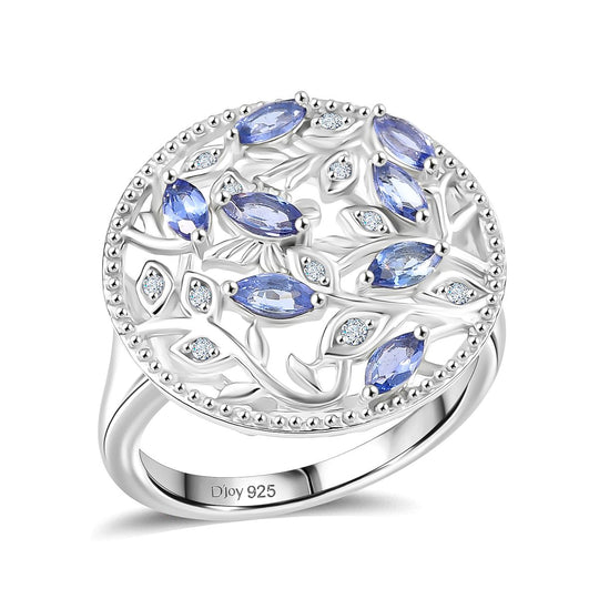 D joy Tansanit, Weißer Zirkon Ring 925 Silber platiniert (Größe 20.00) ca. 0.86 ct