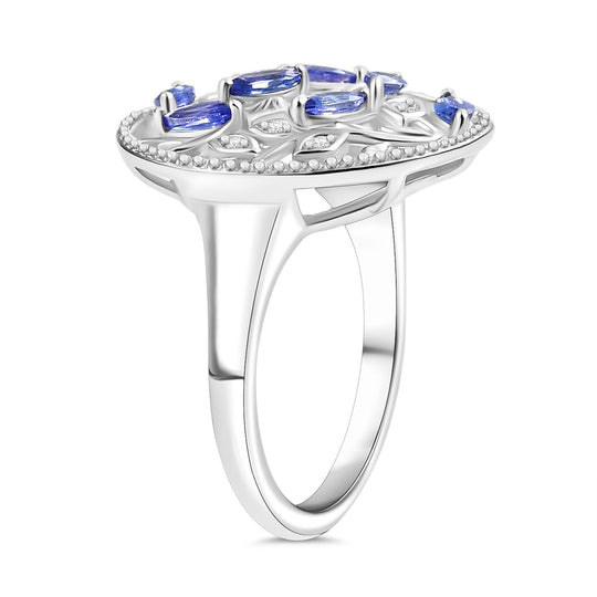 D joy Tansanit, Weißer Zirkon Ring 925 Silber platiniert (Größe 20.00) ca. 0.86 ct