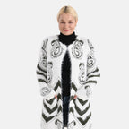 Gemusterter Cardigan mit Taschen, Einheitsgröße, Paisley-Muster, Tiefgrün