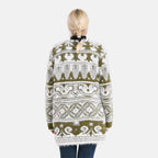 Gemusterter Cardigan mit Taschen, Einheitsgröße, Norweger-Muster, Oliv