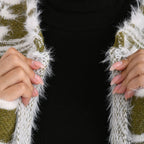 Gemusterter Cardigan mit Taschen, Einheitsgröße, Norweger-Muster, Oliv