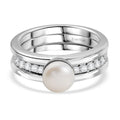 EVER TRUE Süßwasser Perle (8-8.5 mm), Weißer Zirkon Ring Nickelfreies Messing (Größe 17.00)