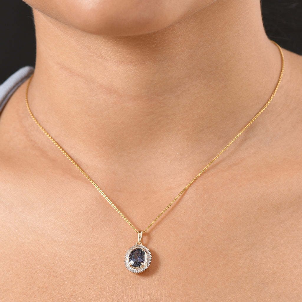 AAA Pfau Tansanit, Weißer Diamant Anhänger 585 Gold (6-7  Werktage Lieferzeit) ca. 3.48 ct