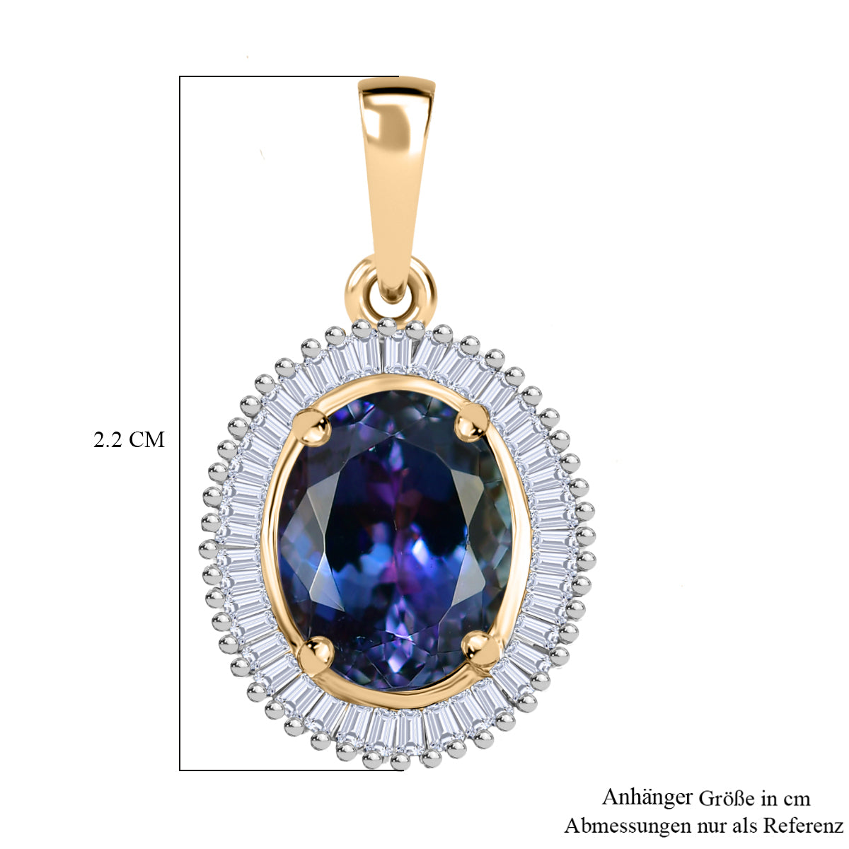 AAA Pfau Tansanit, Weißer Diamant Anhänger 585 Gold (6-7  Werktage Lieferzeit) ca. 3.48 ct