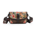 Bestickte Crossbody Tasche, Blumen Design, 22x8x16cm, Braun