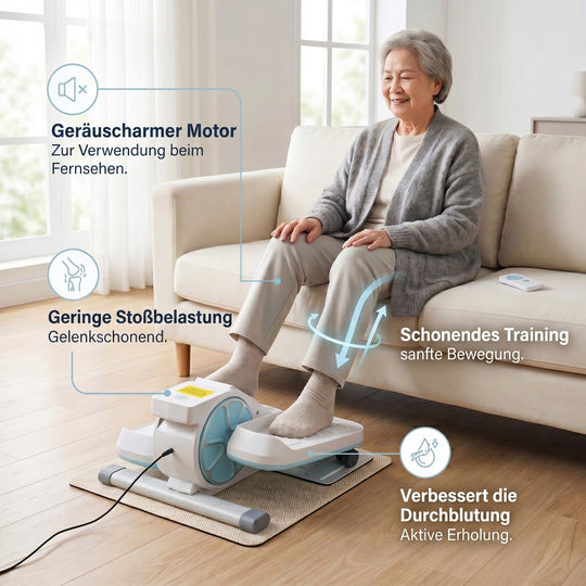 LIVMORE Elektro Fitness Stepper für zuhause, sanftes Training, leise, LCD Display, Fernbedienung, Anti Rutsch Pedale, Schwarz, 1 Jahr Garantie inkl.