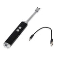 Elektronisches USB-Feuerzeug mit Taschenlampe, wiederaufladbar per USB, 24x2.6x1.8cm, Schwarz