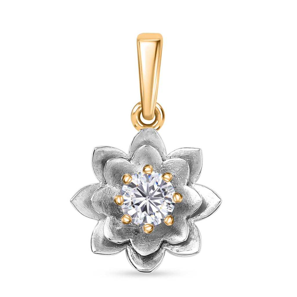 D’joy Moissanit Anhänger 925 Silber platiniert und vergoldet ca. 0.43 ct