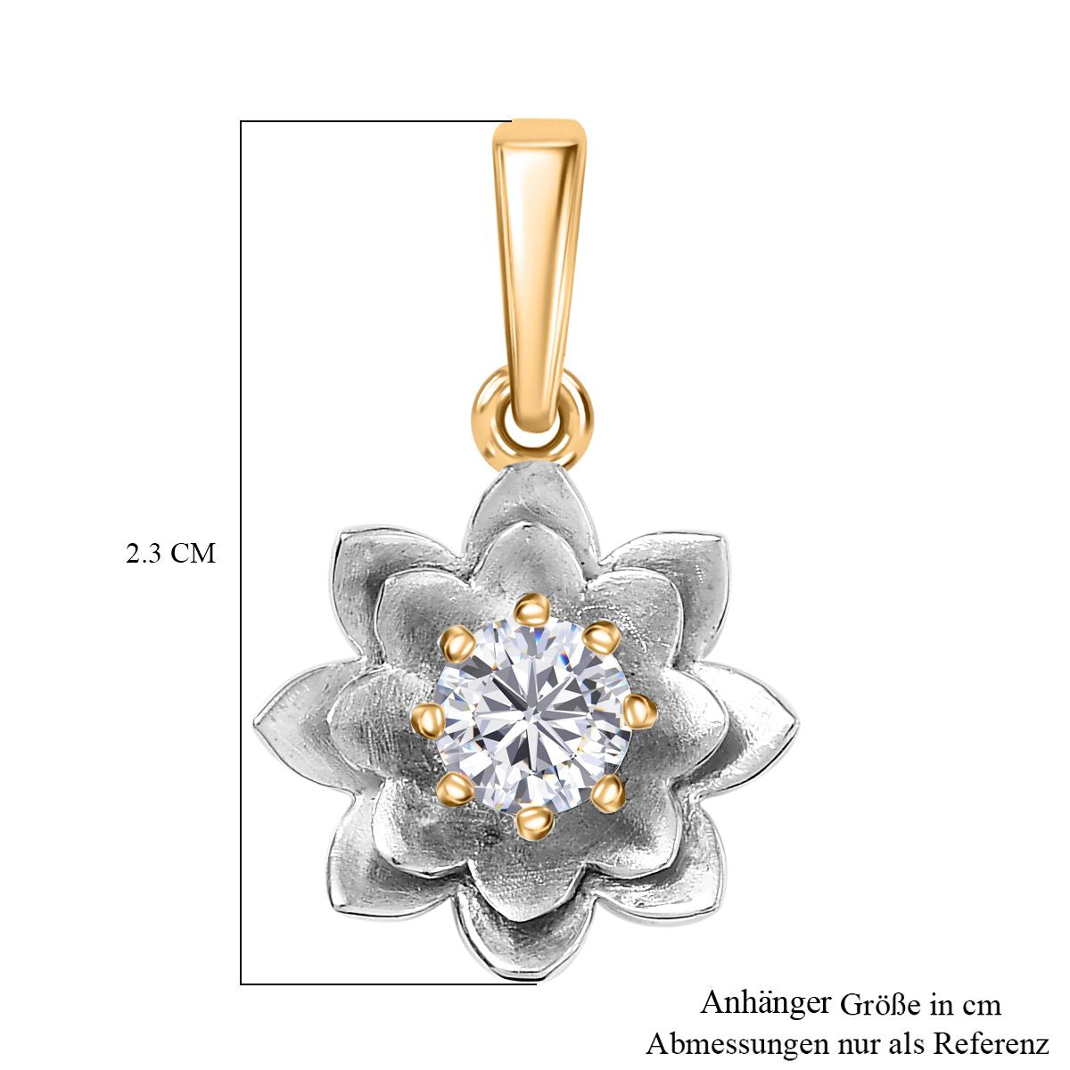 D’joy Moissanit Anhänger 925 Silber platiniert und vergoldet ca. 0.43 ct