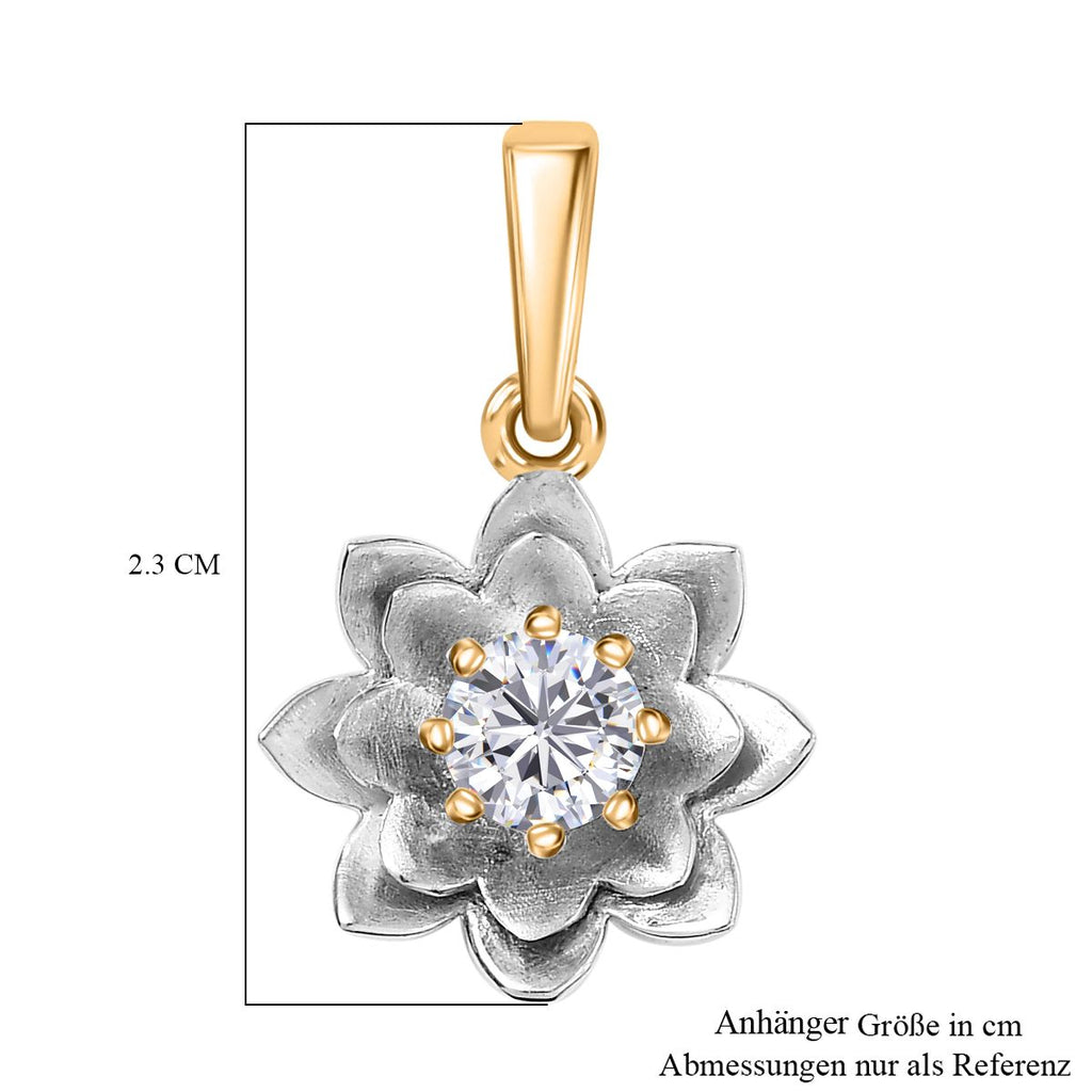 D’joy Moissanit Anhänger 925 Silber platiniert und vergoldet ca. 0.43 ct