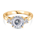 D'Joy 100 Facetten Moissanit Ring 925 Silber 750 Gelbgold Vermeil (Größe 18.00) ca. 2,80 ct