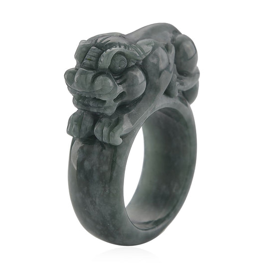 EXTREM SELTEN - Natürlicher Olmek Jadeit Pixiu Ring (Größe 20.00) ca. 90.00 ct