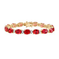 D joy Lab Created Padparadscha-Saphir, Moissanit Armband ca. 19 cm 925 Silber 750 Gelbgold Vermeil ca. 42,19 ct.