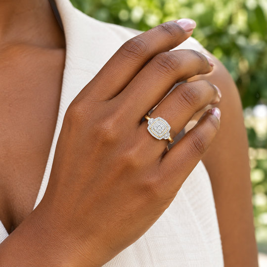 LUXURIANT 0,50 ct. SGL zertifizierter SI-GH Labor Diamant Ring, 925 Silber 750 Gelbgold Vermeil
