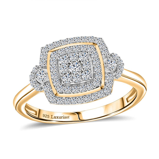 LUXURIANT DIAMOND - Lab Grown Diamant SI-GH SGL zertifiziert Ring 925 Silber 750 Gelbgold Vermeil (Größe 21.00) ca. 0.50 ct
